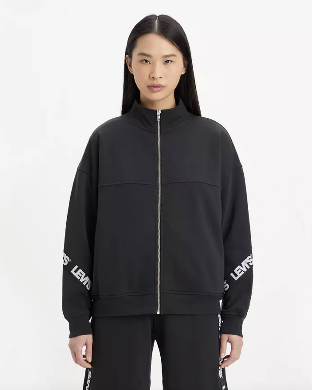 The Levi's® Womens Graphic Flex Zipped Sweatshirt in Caviar