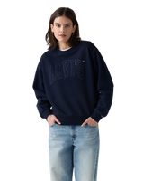The Levi's® Womens Graphic Heritage Sweatshirt in Raw Edge Applique Indigo