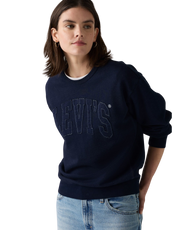 The Levi's® Womens Graphic Heritage Sweatshirt in Raw Edge Applique Indigo