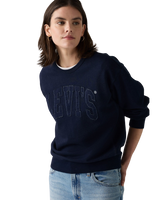 The Levi's® Womens Graphic Heritage Sweatshirt in Raw Edge Applique Indigo