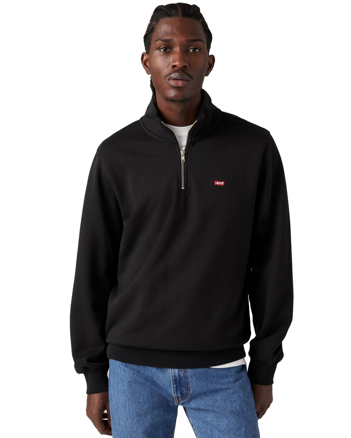 The Levi's® Mens Original Housemark 1/4 Zip Sweatshirt in Mineral Black