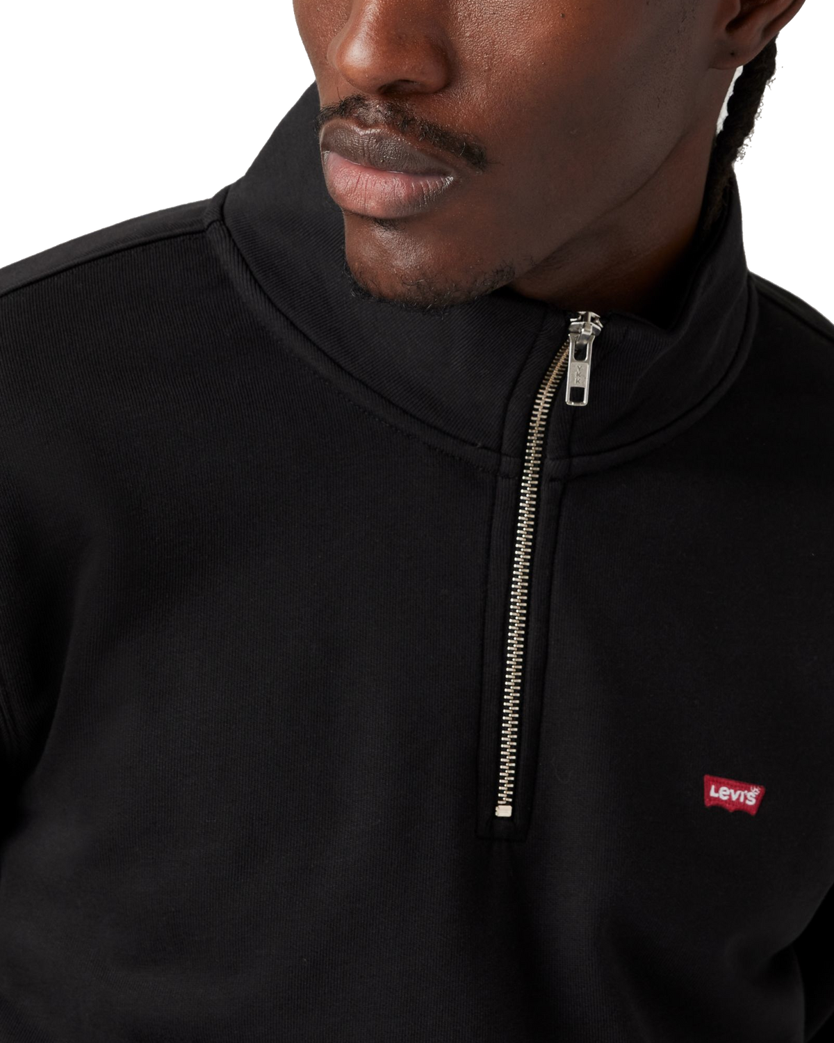 The Levi's® Mens Original Housemark 1/4 Zip Sweatshirt in Mineral Black