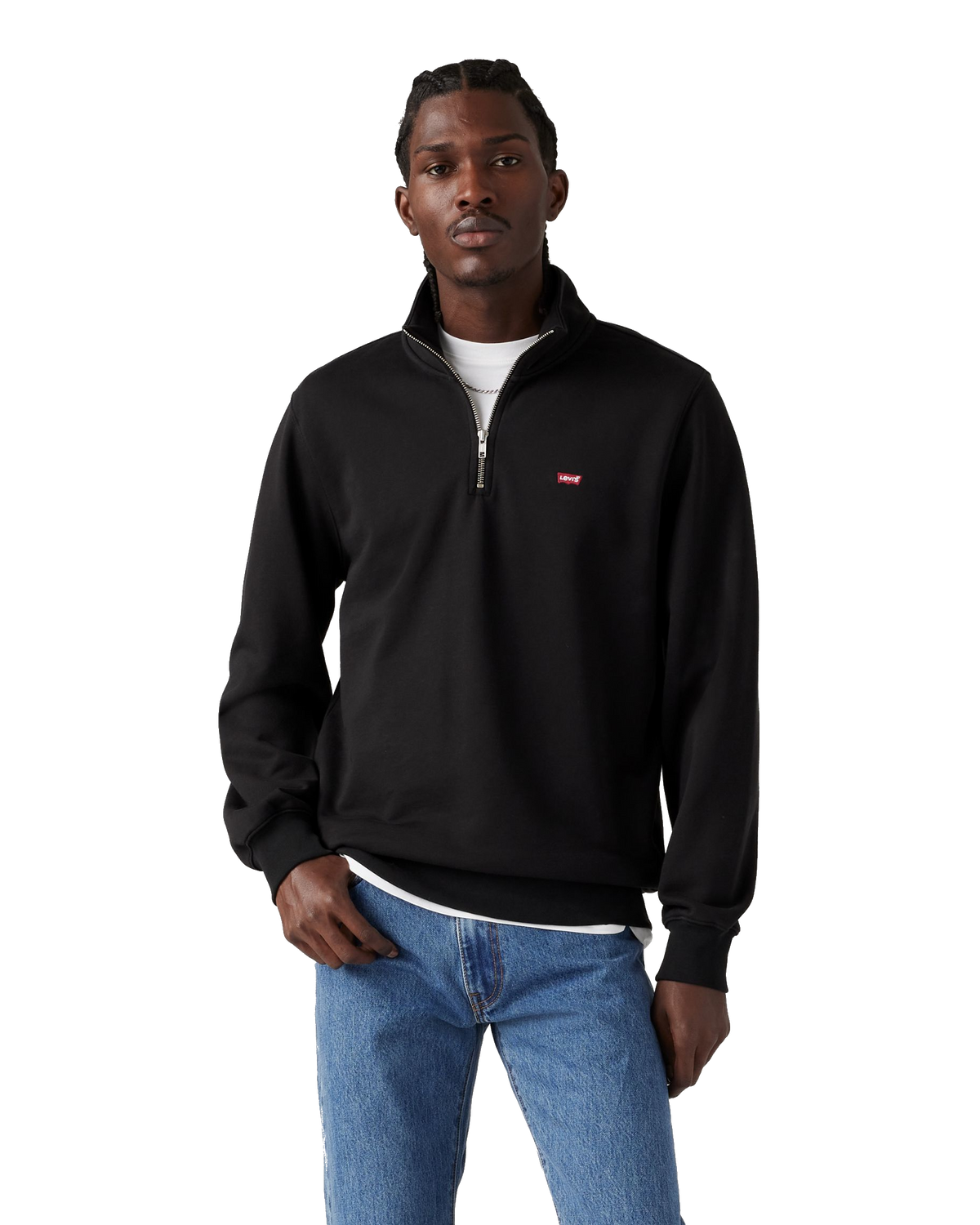 The Levi's® Mens Original Housemark 1/4 Zip Sweatshirt in Mineral Black