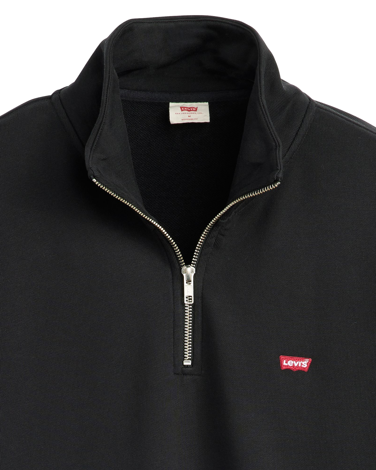 The Levi's® Mens Original Housemark 1/4 Zip Sweatshirt in Mineral Black