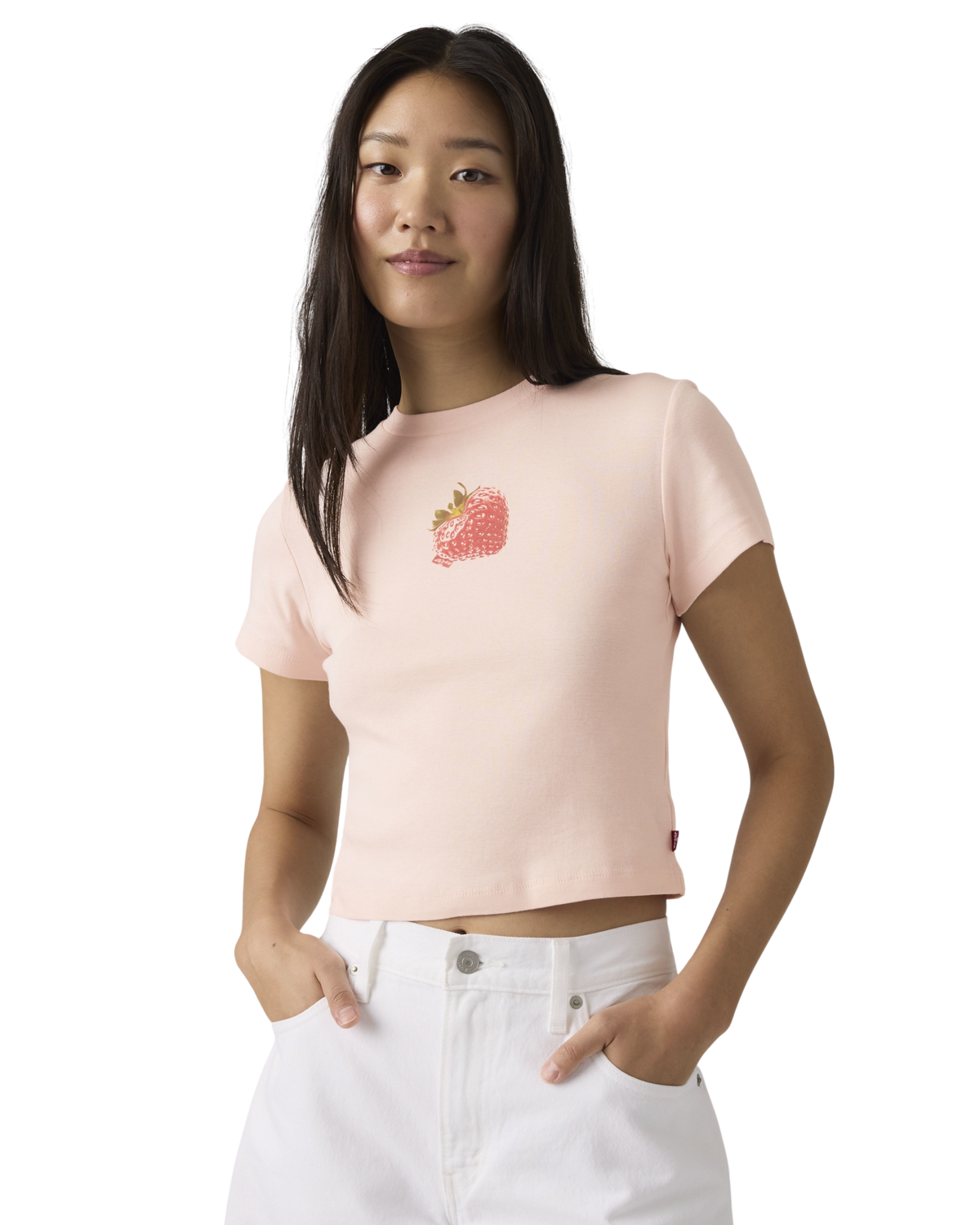 Graphic Essential Sporty T-Shirt in Heart Strawberry Crystal Pink