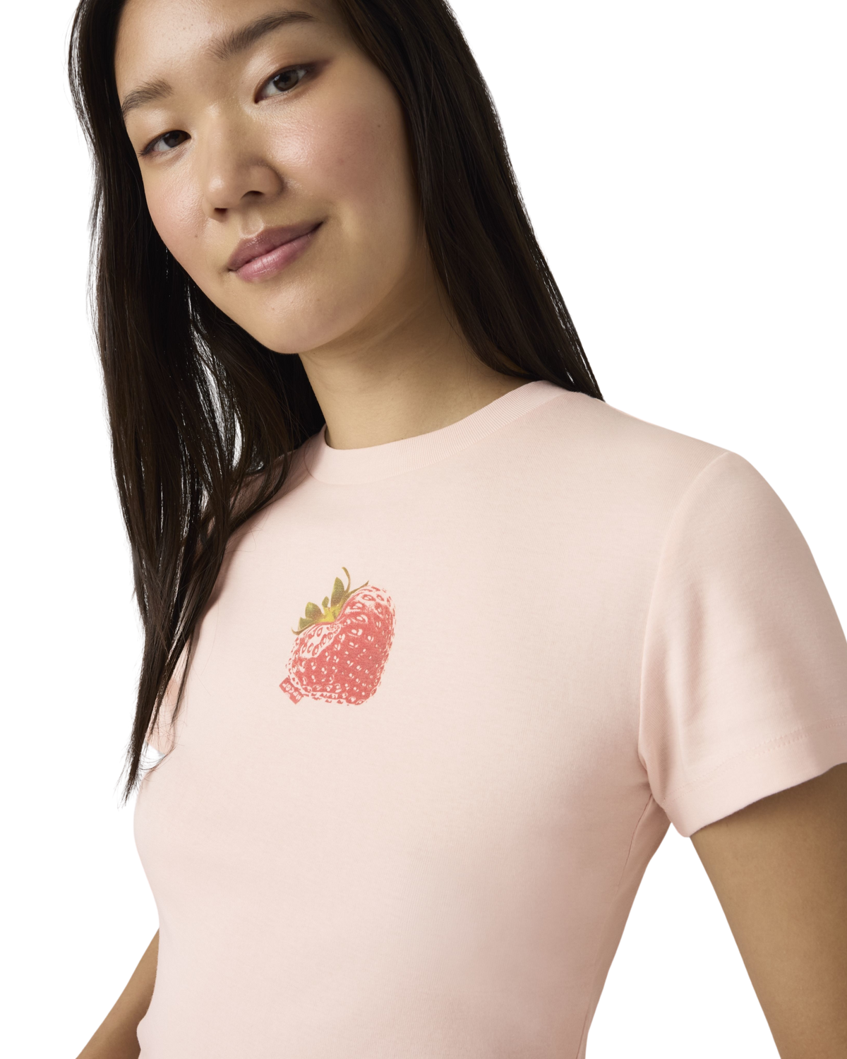 Graphic Essential Sporty T-Shirt in Heart Strawberry Crystal Pink
