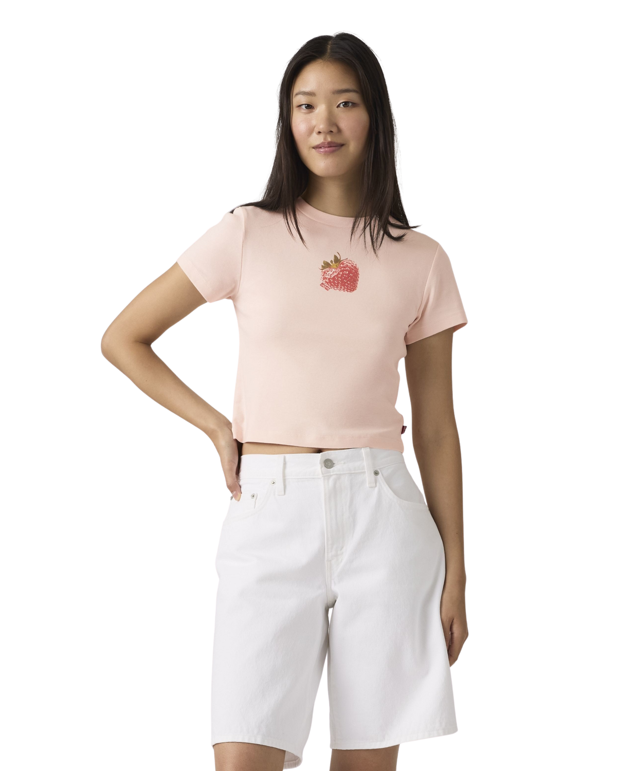 Graphic Essential Sporty T-Shirt in Heart Strawberry Crystal Pink