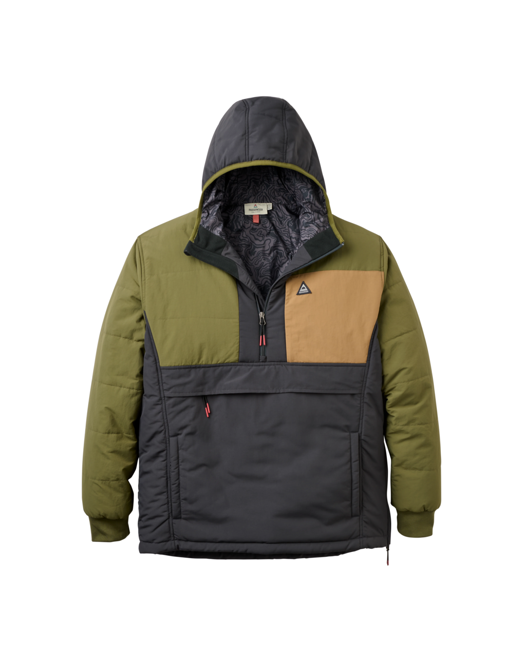 The Passenger Mens Oceanic Insulated Anorak in Faded Black & Khaki