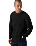 The Levi's® Mens Relaxed Thermal Long Sleeve T-Shirt in Garment Dye Mineral Black