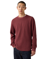 Relaxed Thermal Long Sleeve T-Shirt in Garment Dye Oxblood Red