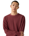Relaxed Thermal Long Sleeve T-Shirt in Garment Dye Oxblood Red