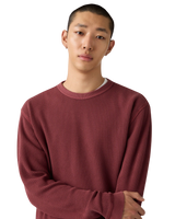 Relaxed Thermal Long Sleeve T-Shirt in Garment Dye Oxblood Red