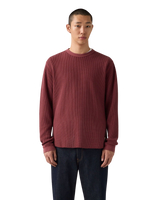 Relaxed Thermal Long Sleeve T-Shirt in Garment Dye Oxblood Red