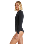 The Billabong Salty Dayz Natural 2/2mm Chest Zip Spring Wetsuit in Black | Available at Anns Cottage