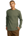 The RVCA Mens Dayshift Thermal Long Sleeve T-Shirt in Olive