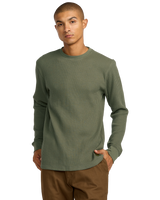 The RVCA Mens Dayshift Thermal Long Sleeve T-Shirt in Olive