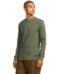 The RVCA Mens Dayshift Thermal Long Sleeve T-Shirt in Olive