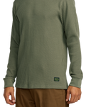 The RVCA Mens Dayshift Thermal Long Sleeve T-Shirt in Olive