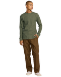 The RVCA Mens Dayshift Thermal Long Sleeve T-Shirt in Olive