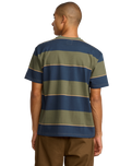 The RVCA Mens Dayshift Stripe T-Shirt in Moody Blue