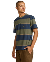 The RVCA Mens Dayshift Stripe T-Shirt in Moody Blue