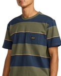 The RVCA Mens Dayshift Stripe T-Shirt in Moody Blue