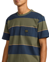 The RVCA Mens Dayshift Stripe T-Shirt in Moody Blue