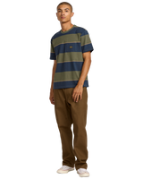 The RVCA Mens Dayshift Stripe T-Shirt in Moody Blue