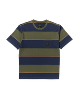 The RVCA Mens Dayshift Stripe T-Shirt in Moody Blue