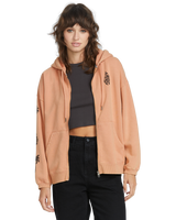 The Volcom Womens Stone Art Zip Hoodie in Sand Brown