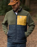The Passenger Mens Born Explorer Polar-Lined Sherpa Fleece Jacket in Khaki Green