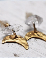 The Bahgsu Jewels Herkimer Luna Studs in Gold Plated Brass