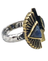 Shape Shift Ring in Silver Two Tone Brass Labradorite