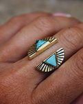 The Bahgsu Jewels Shape Shift Ring in Silver Two Tone Brass Turquoise
