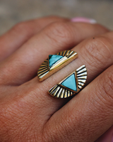 The Bahgsu Jewels Shape Shift Ring in Silver Two Tone Brass Turquoise