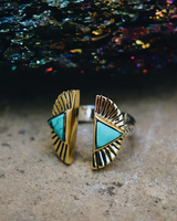 The Bahgsu Jewels Shape Shift Ring in Silver Two Tone Brass Turquoise