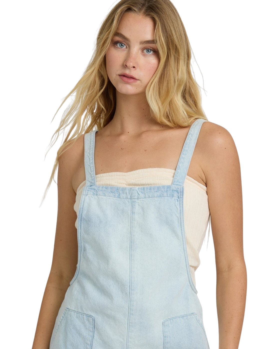 Beach Crush Demin Playsuit in Blue Mist