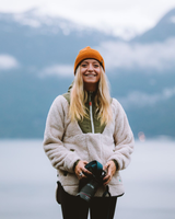 The Passenger Womens Beaumont Recycled 1/2 Zip Fleece Jacket in Warm Ivory