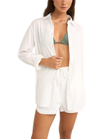 Textured Overswim Shirt in Off White