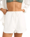 Textured Overswim Shorts in Off White