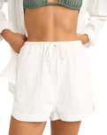 Textured Overswim Shorts in Off White