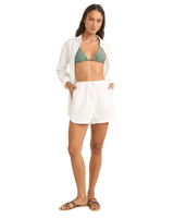 Textured Overswim Shorts in Off White