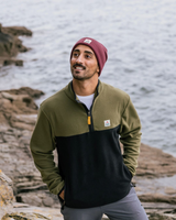 The Passenger Mens Set Off Polar 1/4 Zip Fleece Jacket in Khaki