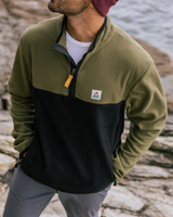 The Passenger Mens Set Off Polar 1/4 Zip Fleece Jacket in Khaki