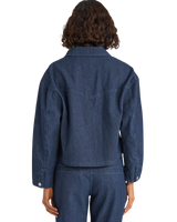 Pinstripe Cropped Jacket in Indigo