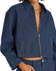 Pinstripe Cropped Jacket in Indigo