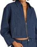 Pinstripe Cropped Jacket in Indigo