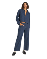 Pinstripe Cropped Jacket in Indigo