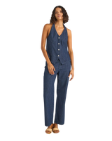 Pinstripe Trousers in Indigo