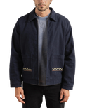 The Rhythm Mens Arugam Twill Jacket in Midnight Navy